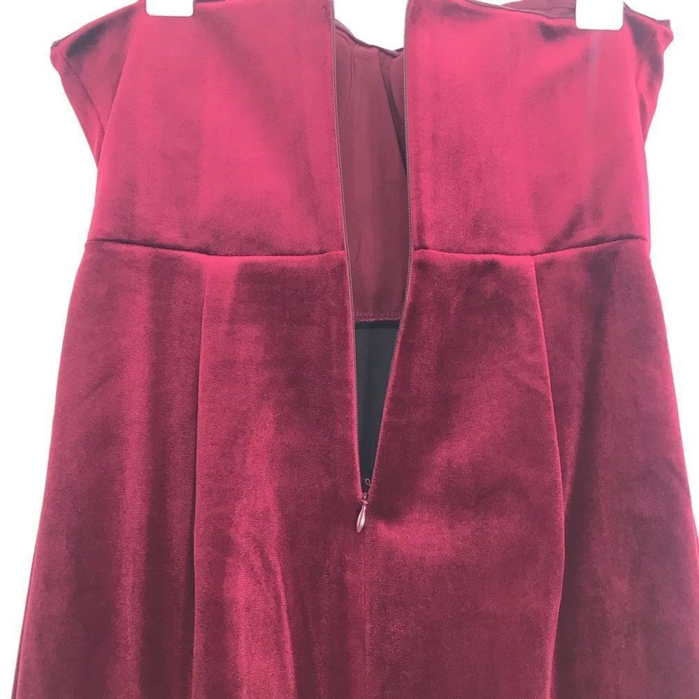 Express Wine Red Strapless Sweetheart Velour Holiday Pencil Dress - Picture 11 of 16